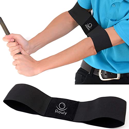 Golf Swing Trainer Aid - Arm Correction Band for Consistent Form - Black