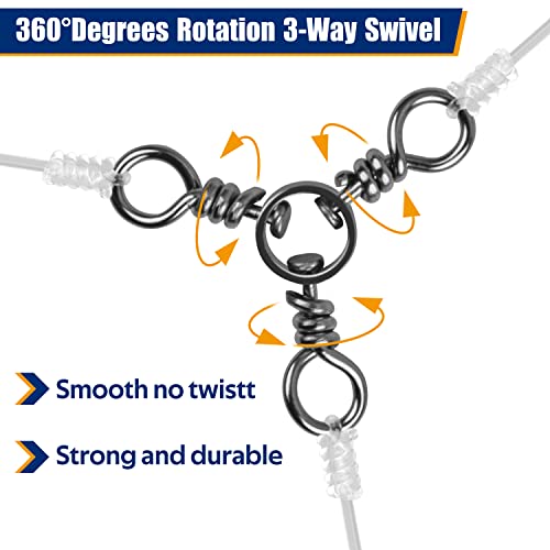3-Way Fishing Swivels Tackle - 30pcs 6# 33lbs Stainless Steel