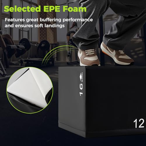 Plyometric Jump Box - 3 in 1 Training Equipment, 16x14x12 inch