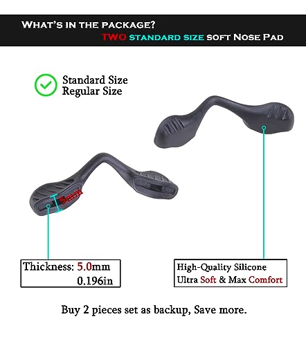 Replacement Nose Pads for Oakley Radar EV Path - 2 Pcs Black Standard Fit