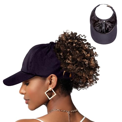 Satin-Lined Backless Baseball Cap - Hair Protection Hat - Black