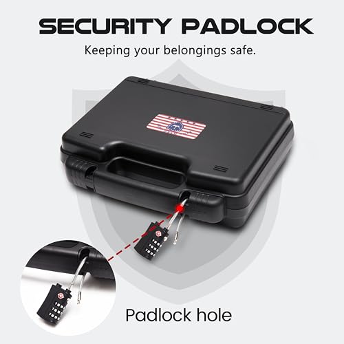 Lockable 9mm Gun Case with TSA Lock - Black Hard Shell Storage