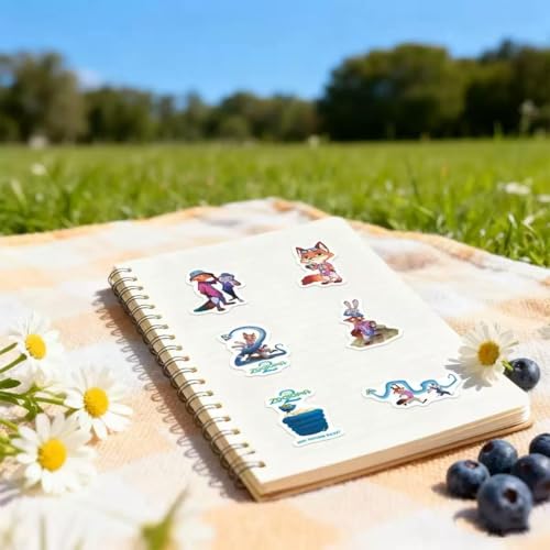 Cute Waterproof Zootopia Stickers for Water Bottles - 100 Pcs