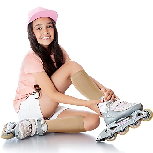Ice Skating Socks for Women - Knee High Nylon, Nude Color - 6 Pairs