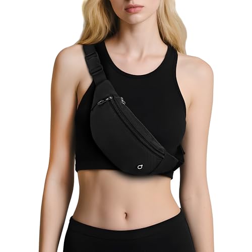 Frenou Water-Resistant Fanny Pack Women & Men Crossbody Bag Black Carbon