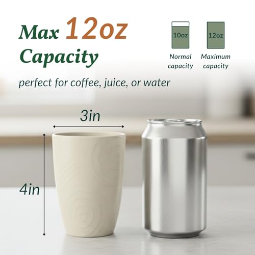 Colorful 12oz Wheat Straw Unbreakable Drinking Glasses - Stackable Water Tumblers, Safe & Dishwasher Safe (6 pcs)