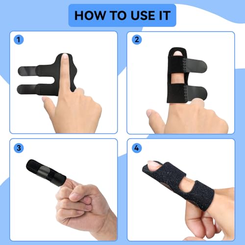 Universal Finger Splint Brace for Trigger Finger & Sprain Relief - 2 Pack Black