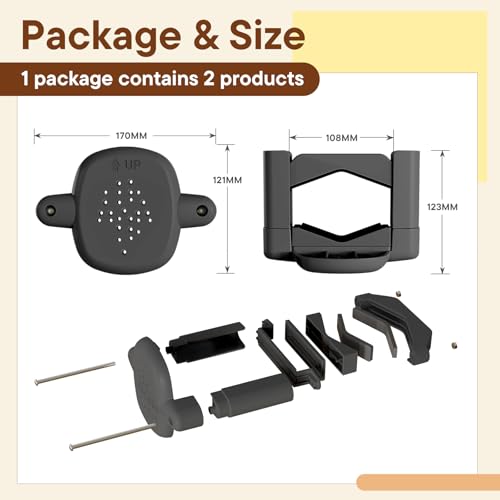 Baby Gate Banister Adapter, 2Pcs Applied to Mesh & Iron Gates, Fit Square/Round Railings, No-Drilling Mounting Stair Banister Protector, Black