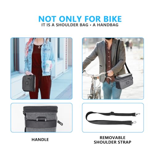 Bike Handlebar Bag with Rain Cover & Shoulder Strap - Bicycle Storage Organizer