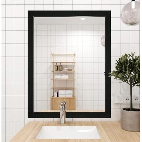 LUO YIYI 10Meters Black Border Peel &Stick Black Wood Grain Wallpaper Border Removable Waterproof Bathroom Mirror Frame Sticker 4inch x390inch