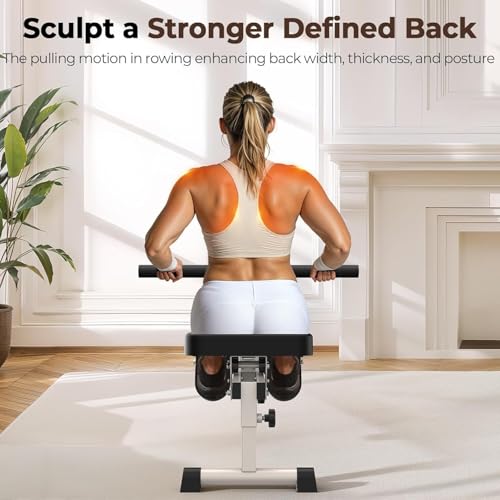 Hydraulic Rowing Machine - Compact Adjustable Rower with 12 Resistance Levels - A-White