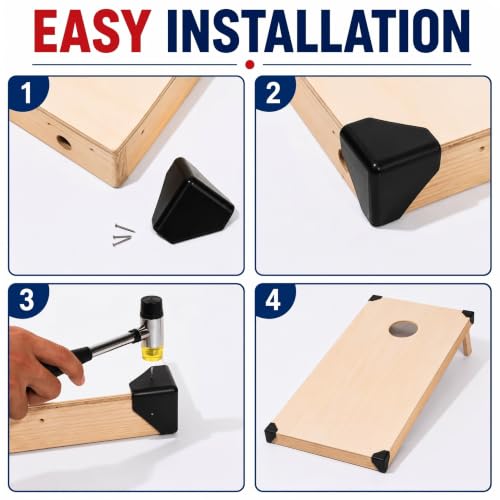 9 Pack Cornhole Board Corner Guards - Black PP Protector