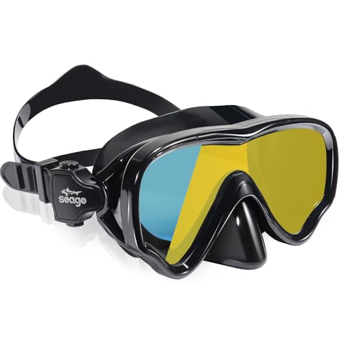 Seago Kids Swim Goggles with Nose Cover, Mirrored Yellow - Anti-Fog Youth 5-15