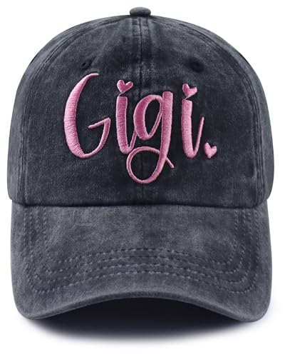 Gigi Mimi Women's Adjustable Cotton Embroidered Grandma Baseball Cap - Black, One Size