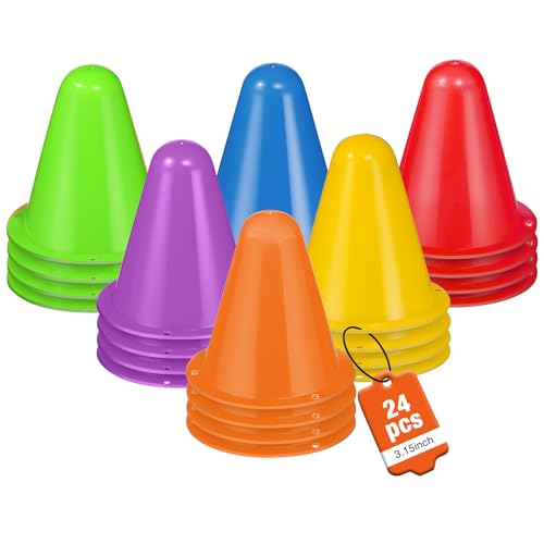 24 Pack Mini Cones - 3.15 Inch Sports Training Kit - Colors