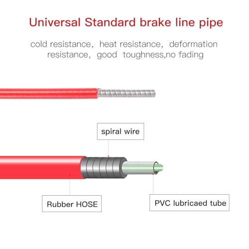 Professional Bicycle Brake Cable Housing - 3 Meters with 12 End Caps, Red