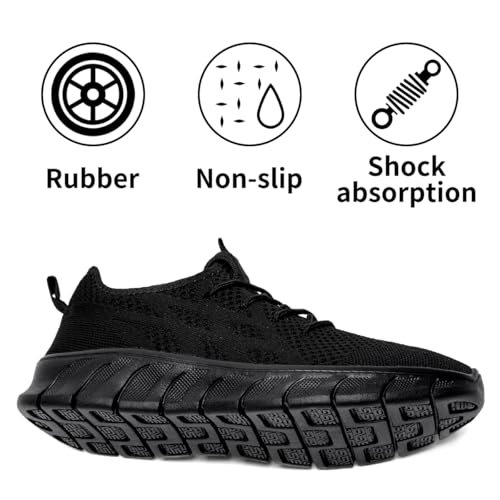 DLWKIPV Men's Black Road Running Shoes - Breathable Athletic Sneakers Size 10