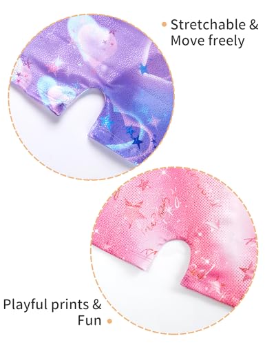 Girls Gymnastics Leotard - 2 Pack Sparkly Sleeveless Unitards - 5-6 Years Purple Heart & Pink B