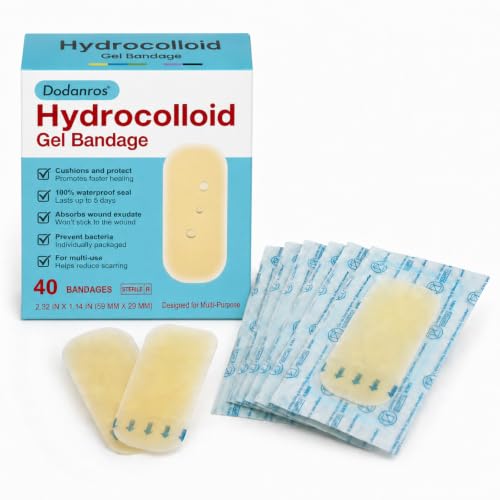 Hydrocolloid Wound Bandages - Fast Healing, Waterproof, 40 Count