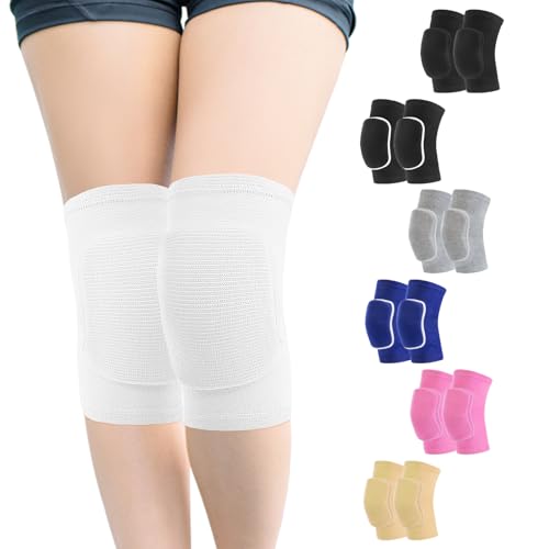 HISFFOG Volleyball Knee Pads for Women Men Kids White Small - Shock Absorption & Comfort