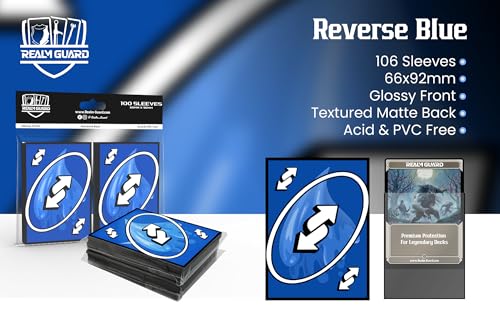 (Blue Reverse) 100 Pack Textured Matte Card Sleeves for Magic: The Gathering & Lorcana - Realm Guard