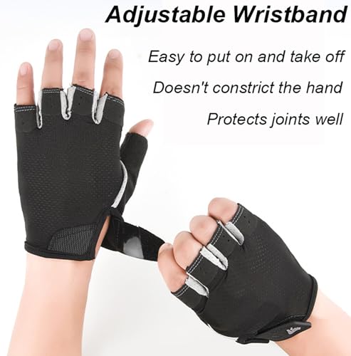 Breathable Fingerless Workout Gloves for Weightlifting - Black, Medium