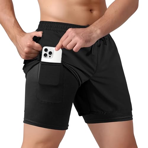 Tyzrdnac Men's 2 in 1 Athletic Quick Dry Shorts,Running