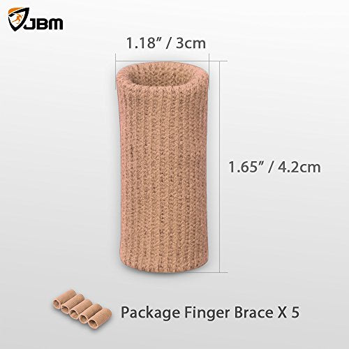 Finger Sleeves - Compression Sport Finger Brace Protector - 5 Pack, Brown
