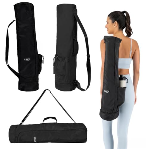 Yoga Mat Bag – Waterproof Crossbody Carrier with Multi Pocket - Black 29.5 Inch