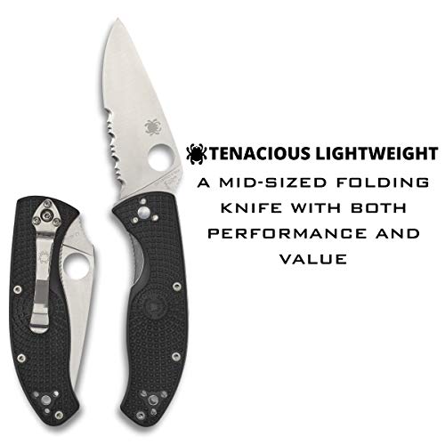 Spyderco Tenacious Lightweight Folding Pocket Knife PlainEdge Black FRN Handle