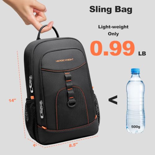 HEROIC KNIGHT Crossbody Sling Bag for Men & Women - Fits 11.3" iPad, Water-Resistant, Lightweight Daypack