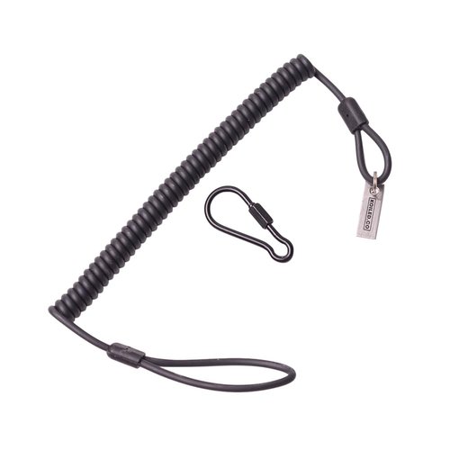 Koiled Military-Grade Braided Kevlar Cord Heavy Duty Retractable Lanyard - Carabiner Clip, 265lb/120kg Breaking Strength - Security Belt, Key Chain, Tether Strap for Weapons, Guns, Keys, Tactical Gear