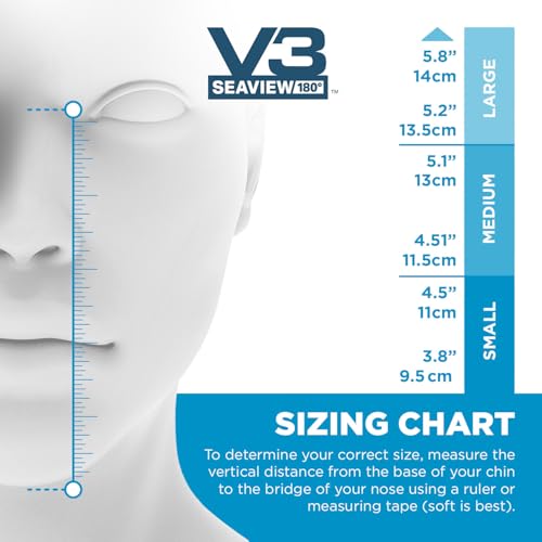 Full Face Snorkel Mask for Adults - Seaview 180 V3 Stealth Medium