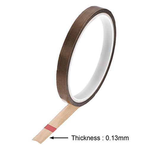 uxcell 10mm PTFE Coated Fabric Tape Brown High Temperature Tape for Vacuum,Hand and Impulse Sealers Adhesive Tape 10m/32.8ft