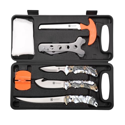 KNINE OUTDOORS Deer Hunting Knife Set with Field Dressing Tools - Game Processing Kit