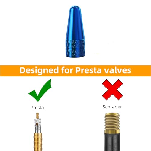 Aluminum Presta Valve Caps for Bicycles - Blue (2 Pack)