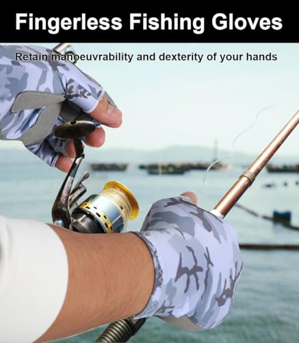 Anti-Slip Silicone Fishing Gloves - UV Protection - Large Grey