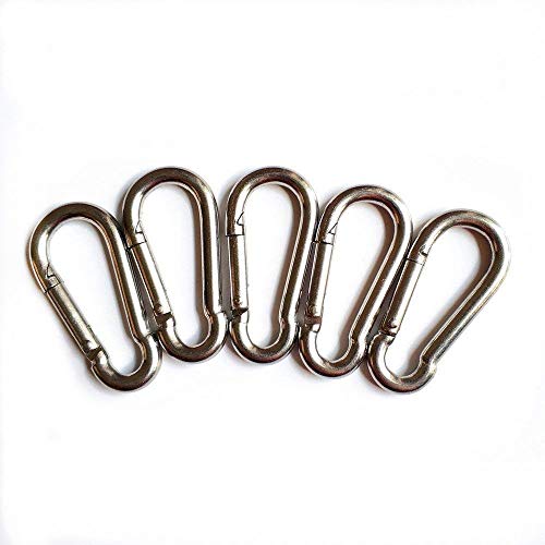 Set of 5 Stainless Steel 2-Inch Snap Hook Carabiner Clips