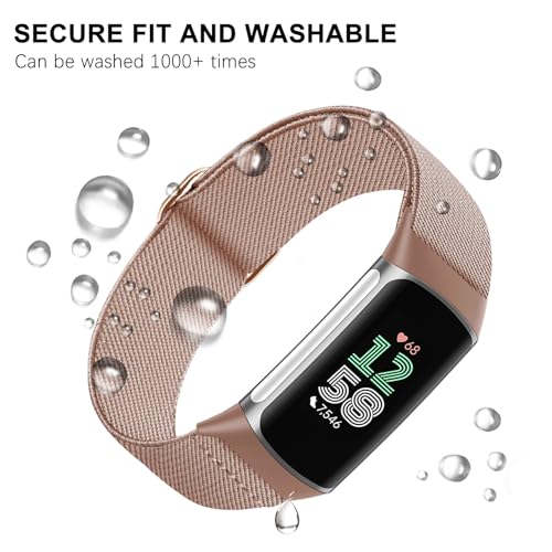 Fitbit Charge 6 Watch Bands - 3 Pack Stretchy Nylon Sport Loop - Purple, Pink, Starlight