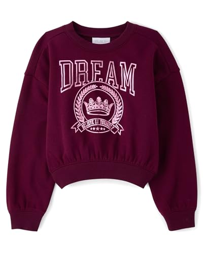 Children's Place Girls' Active Embellished Long Sleeve Winter Sweatshirt Large / Love