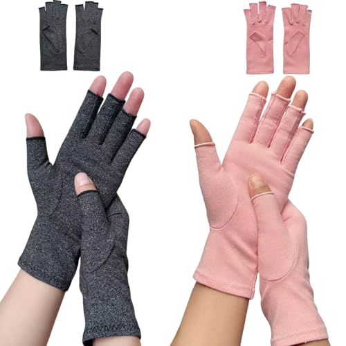 Bamboo Arthritis Gloves for Pain Relief - Medium (Pack of 4) - Grey Pink