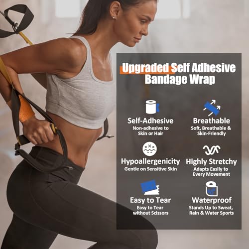 Self-Adhesive Bandage Wrap - 2-Inch Elastic Athletic & Vet Wrap, Multi-colored