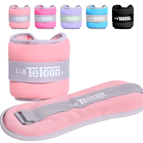 2LB x 2 (4LB) Teloon Ankle & Wrist Weights with Adjustable Straps - Light Pink