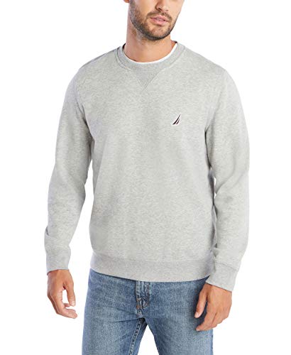 Nautica Men's Basic Crew Neck Fleece Sweatshirt – Large Grey Heather