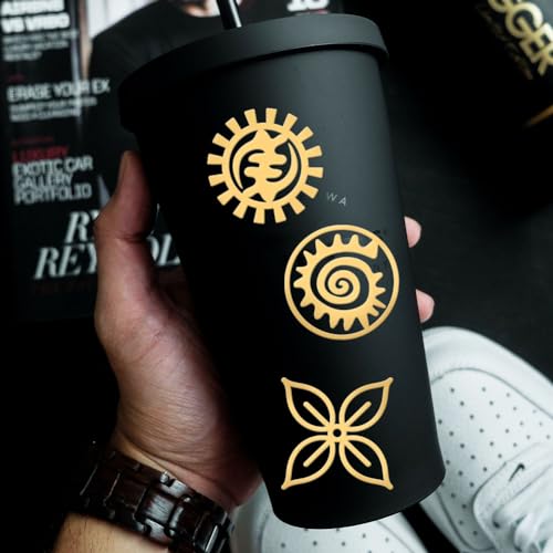 OLYCRAFT 9pcs African Symbols Gold Stickers - DIY Resin Crafts, Scrapbooks, Phone & Water Bottle Decor - Glossy Gold Metal Stickers