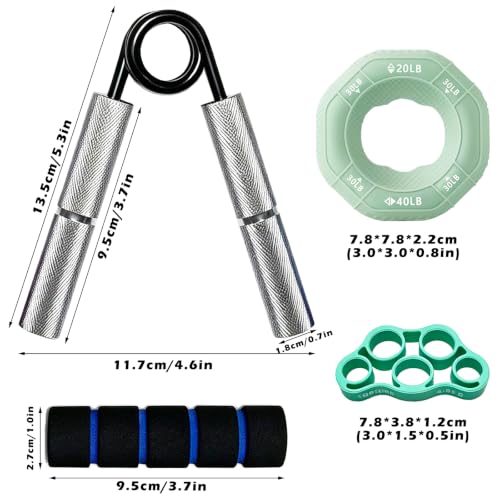 Torising Colorful Grip Strength Trainer Set 50-300lb, 15-Piece Hand & Forearm Kit