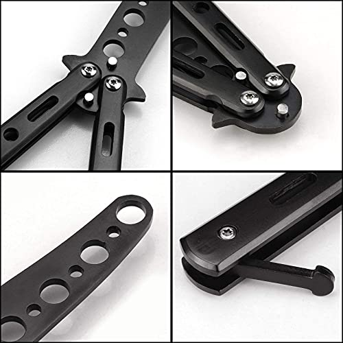 Butterfly Knife Trainer - Unsharpened Practice Tool for Flipping Tricks - Black
