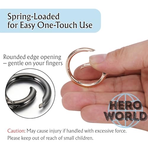 10 Pack 1.5-Inch Round Carabiner Clips - Silver Zinc Alloy Key Ring Set