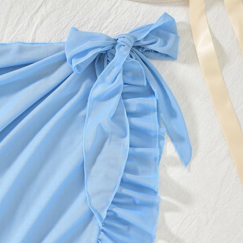Girls One Piece Swimsuit - Light Blue, Ages 11-12