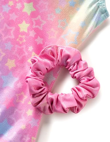 Sparkly Gymnastics Leotard for Girls - Rainbow Stars, 9-10 Years